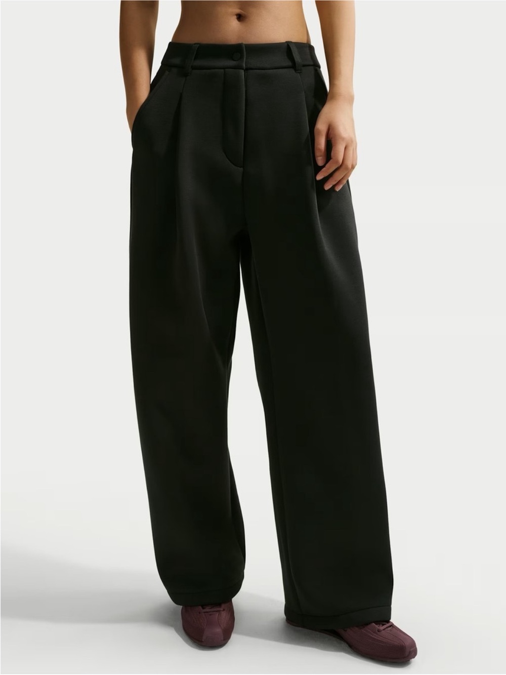 NIKE Pregame Fleece Loose Mid Rise Full Length Trouser Pants | Black Small NEW